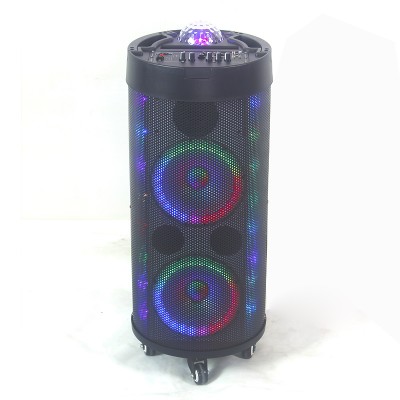 Wooden Professional Super Bass Karaoke Speaker Trolley DJ Speaker with Disco Party disco Lights